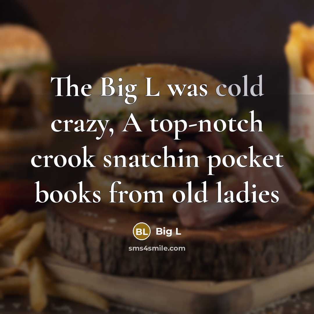 “The Big L was cold crazy, A top-notch crook snatchin pocket books from old ladies” quote by Big L