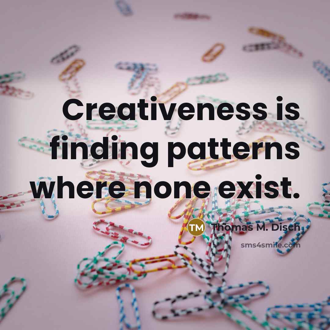 “Creativeness is finding patterns where none exist.” quote by Thomas M. Disch