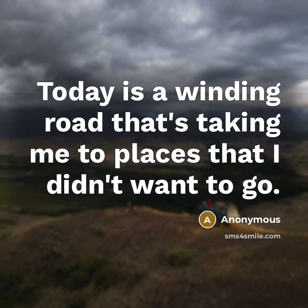 “Today is a winding road that's taking me to places that I didn't want to go.” quote by Anonymous