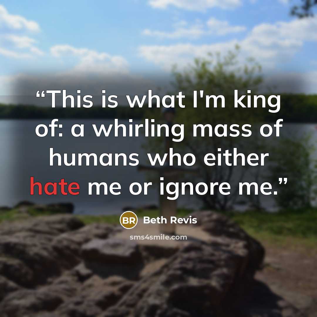 “This is what I'm king of: a whirling mass of humans who either hate me or ignore me.” quote by Beth Revis