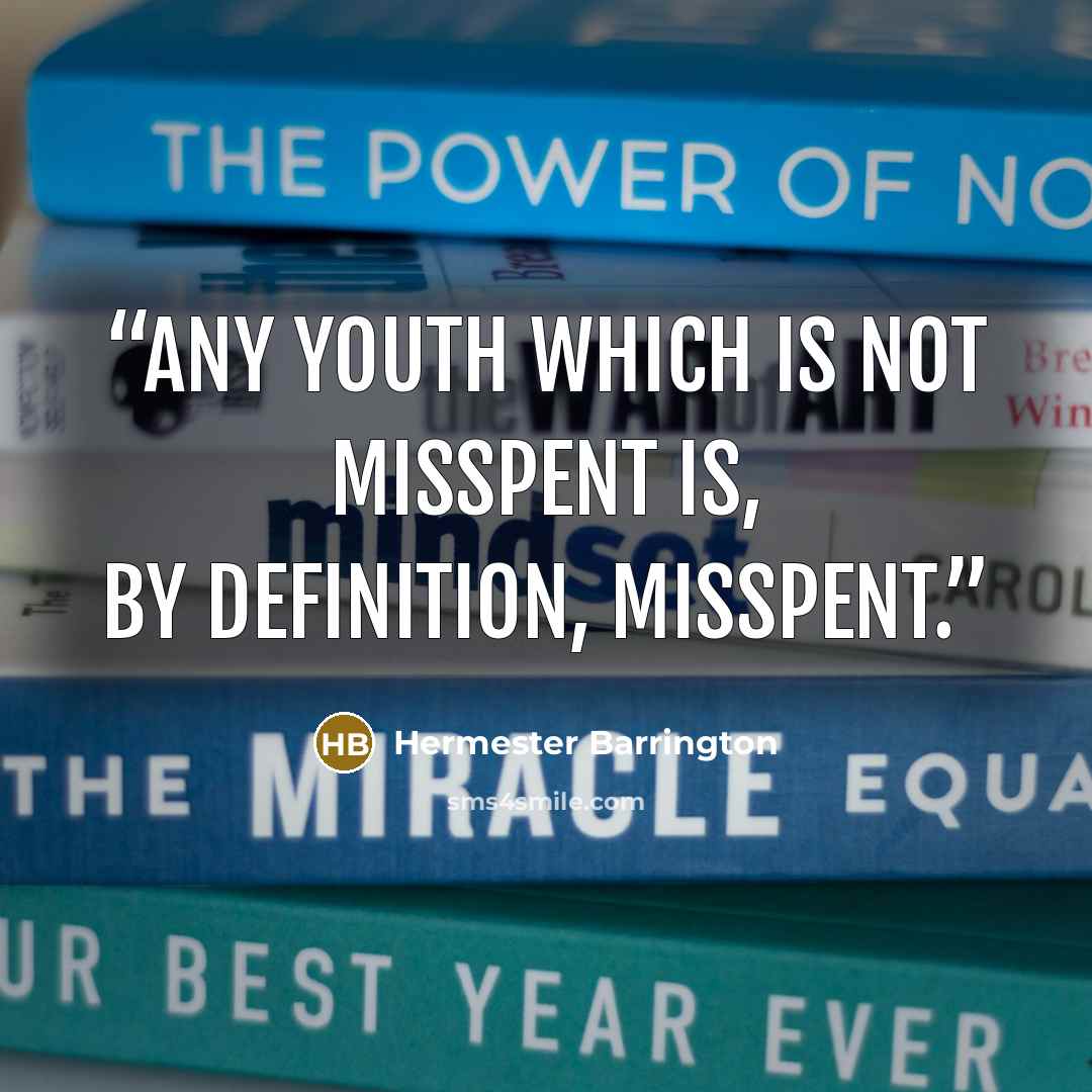 “Any youth which is not misspent is, by definition, misspent.” quote by Hermester Barrington