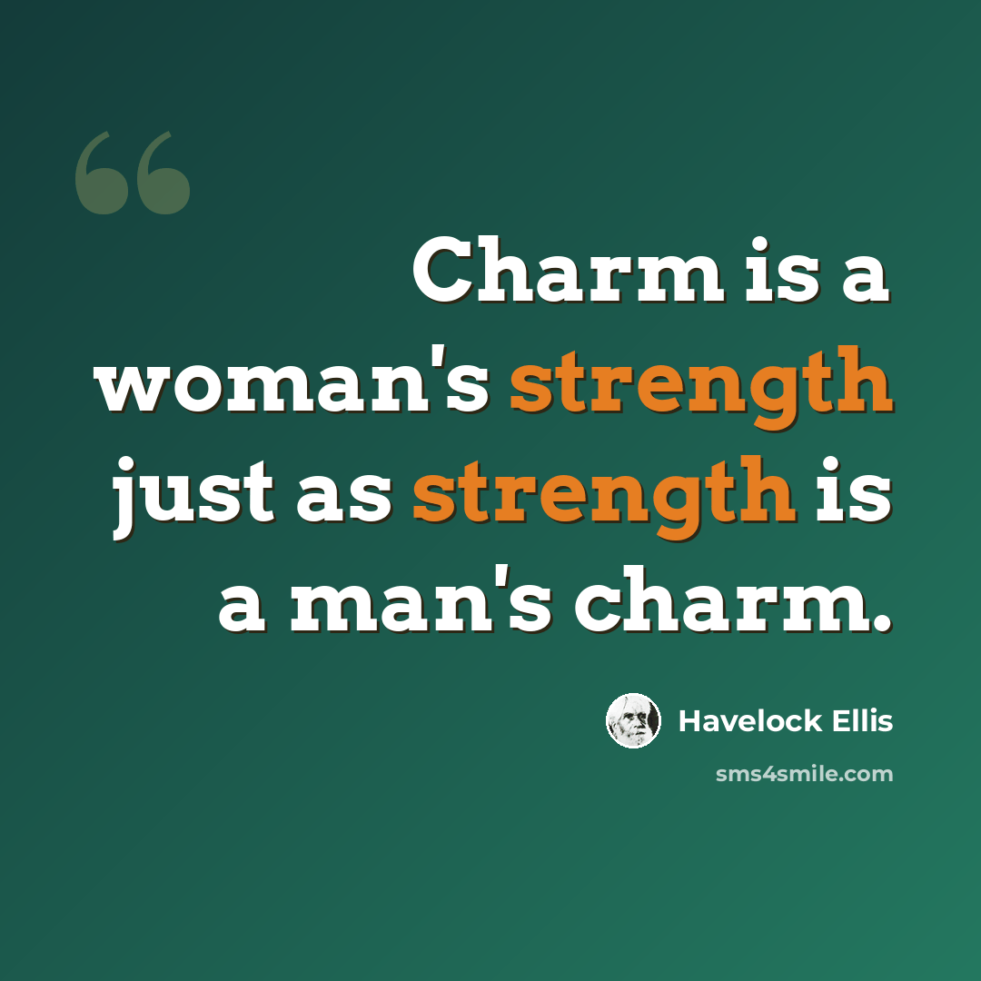 “Charm is a woman's strength just as strength is a man's charm.” quote by Havelock Ellis