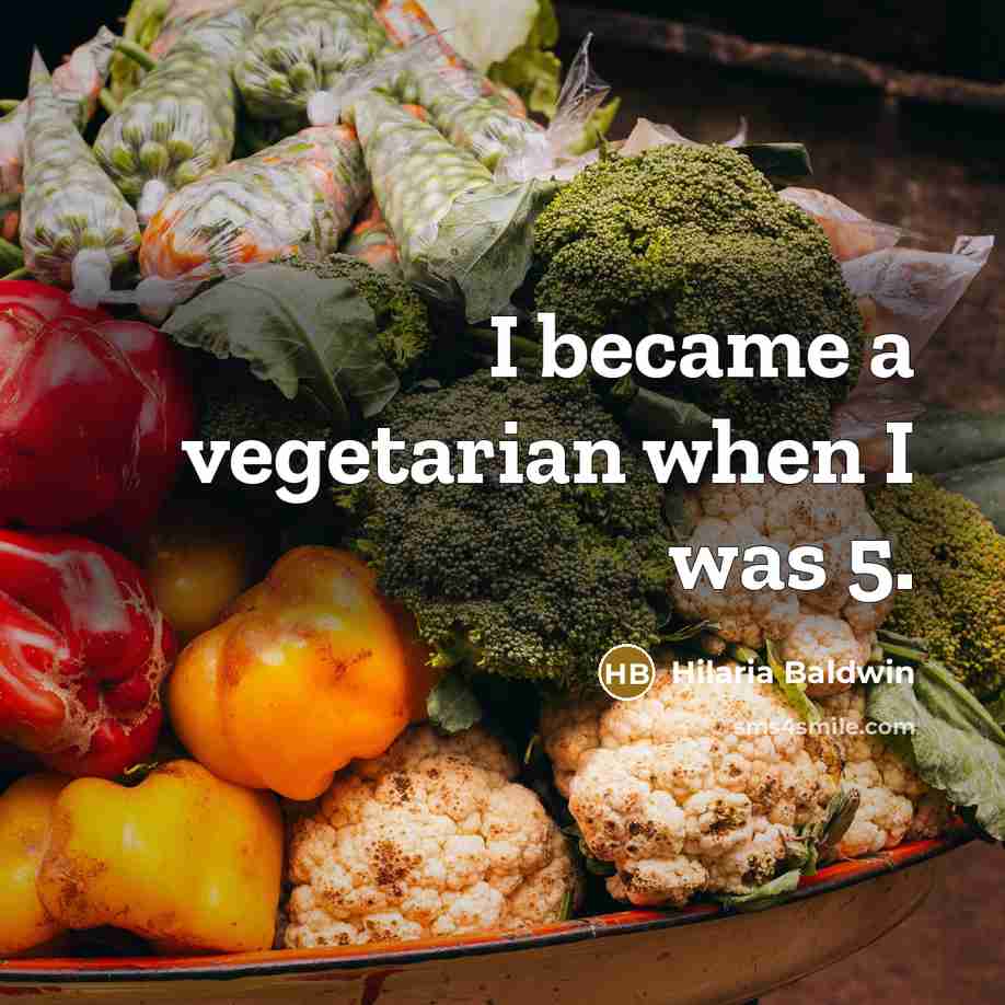 “I became a vegetarian when I was 5.” quote by Hilaria Baldwin