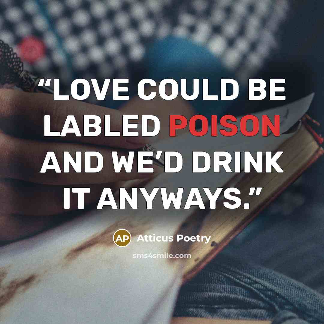 “LOVE COULD BE LABLED POISON AND WE’D DRINK IT ANYWAYS.” quote by Atticus Poetry