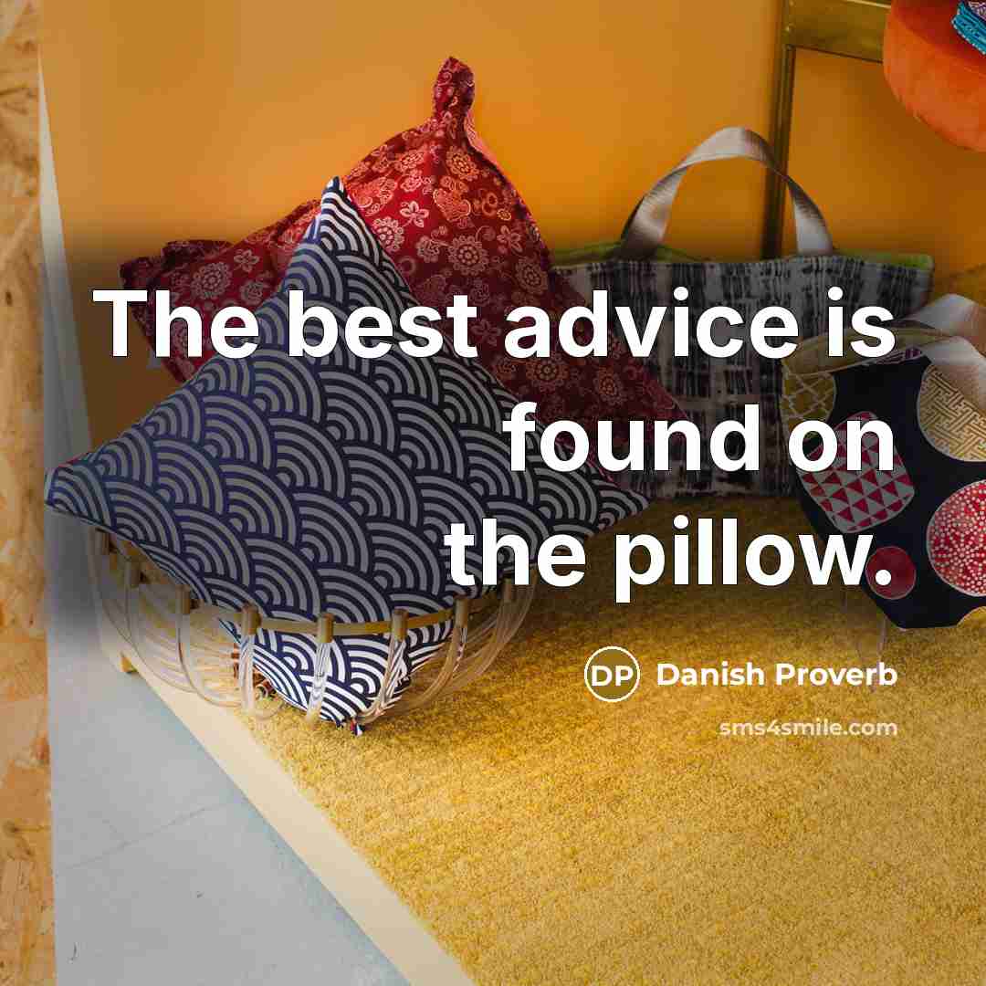 “The best advice is found on the pillow.” quote by Danish Proverb