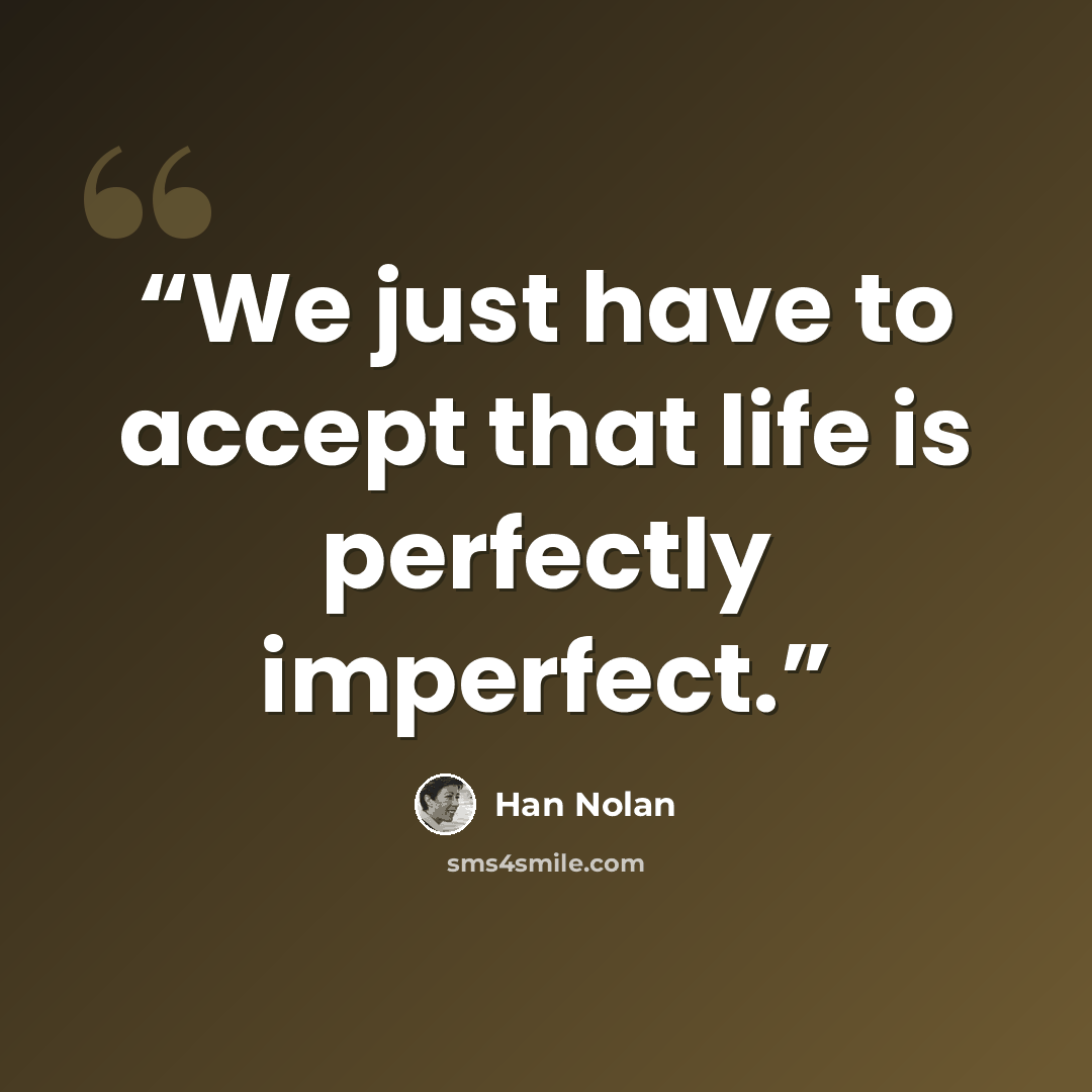 “We just have to accept that life is perfectly imperfect.” quote by Han Nolan