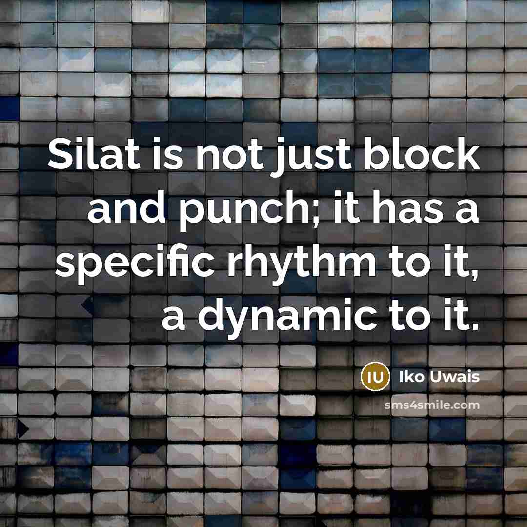 “Silat is not just block and punch; it has a specific rhythm to it, a dynamic to it.” quote by Iko Uwais