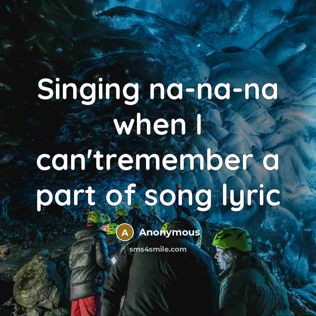 “Singing na-na-na when I can'tremember a part of song lyric” quote by Anonymous