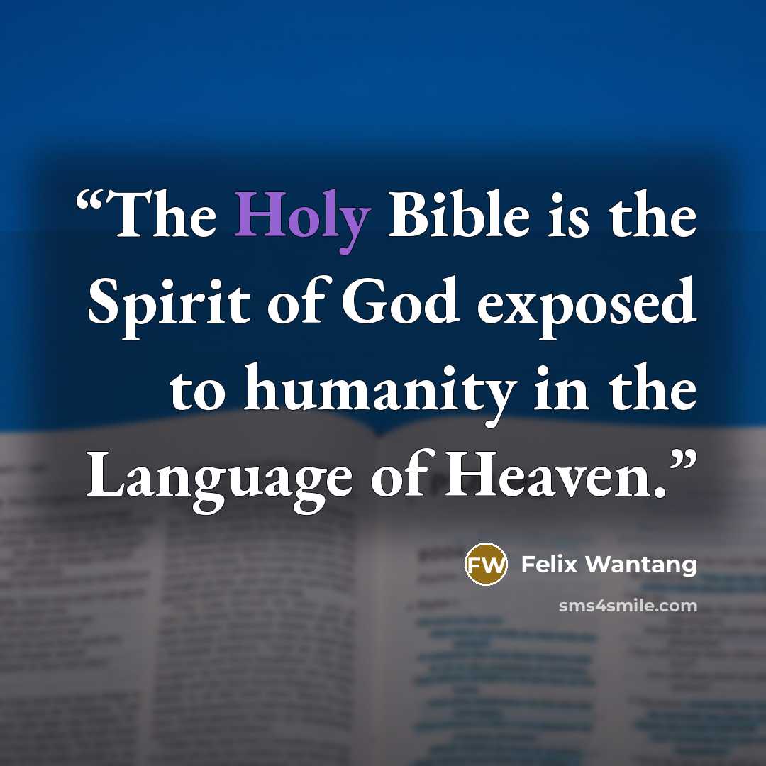 “The Holy Bible is the Spirit of God exposed to humanity in the Language of Heaven.” quote by Felix Wantang