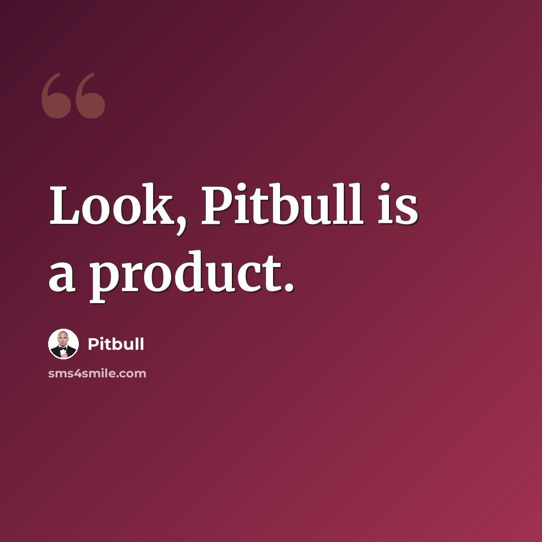 “Look, Pitbull is a product.” quote by Pitbull