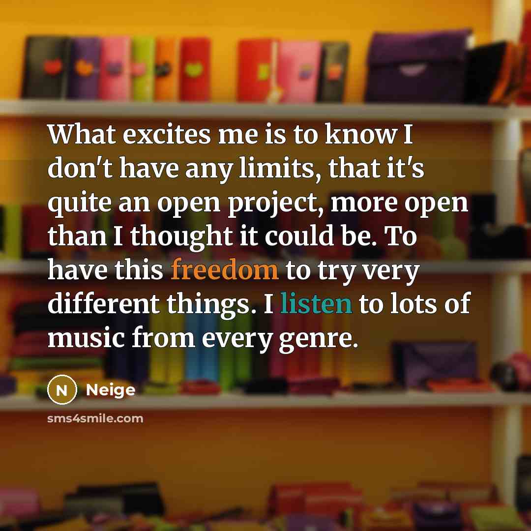“What excites me is to know I don't have any limits, that it's quite an open project, more open than I thought it could be. To have this freedom to try very different things. I listen to lots of music from every genre.” quote by Neige