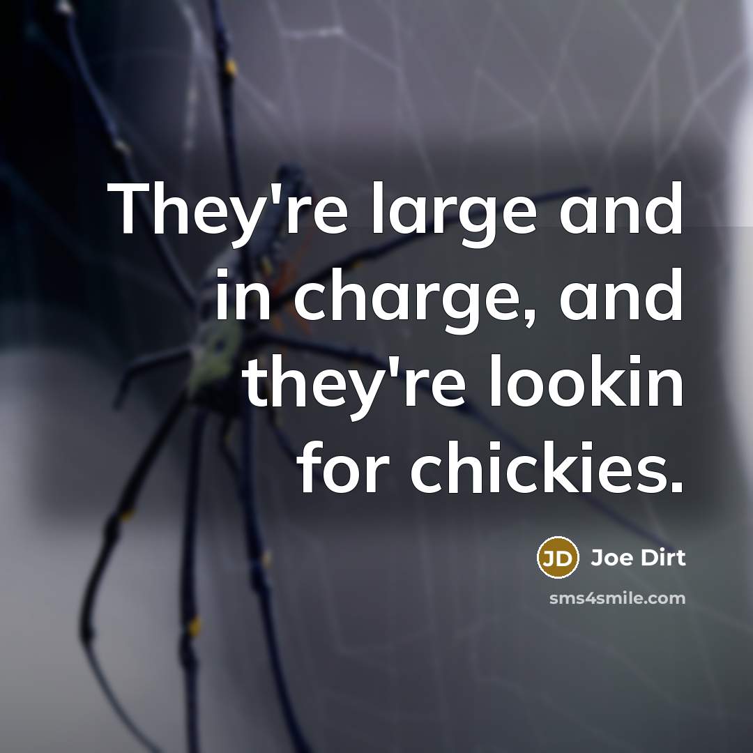 “They're large and in charge, and they're lookin for chickies.” quote by Joe Dirt