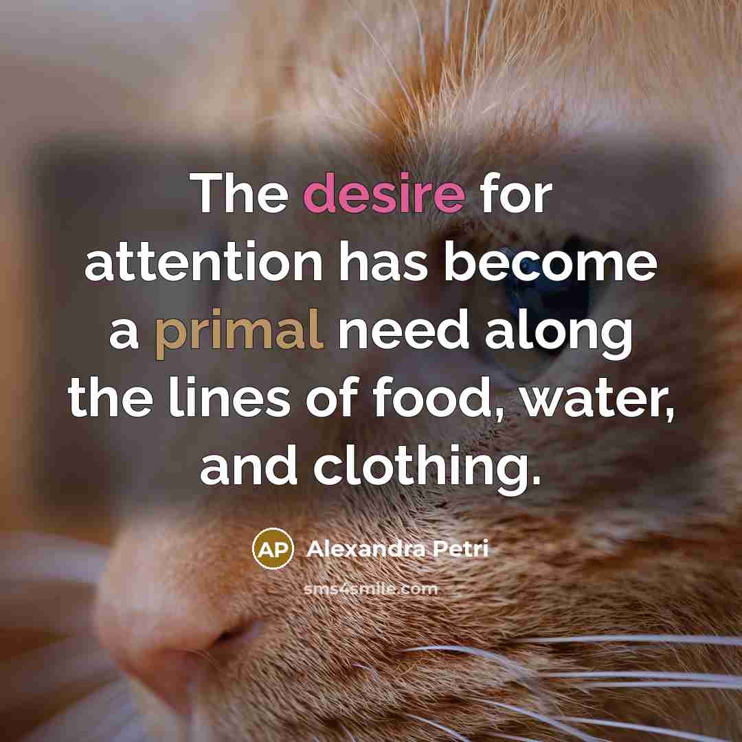 “The desire for attention has become a primal need along the lines of food, water, and clothing.” quote by Alexandra Petri