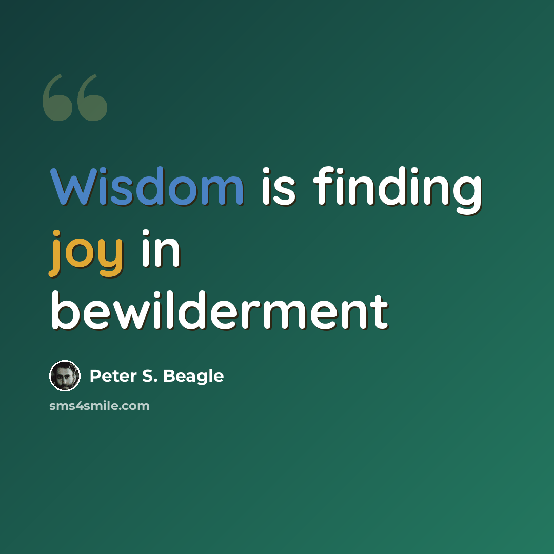“Wisdom is finding joy in bewilderment” quote by Peter S. Beagle