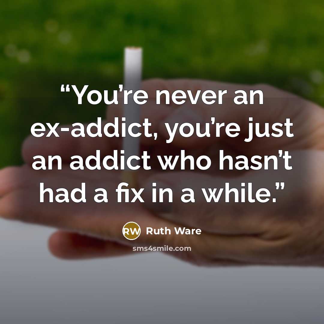 “You’re never an ex-addict, you’re just an addict who hasn’t had a fix in a while.” quote by Ruth Ware