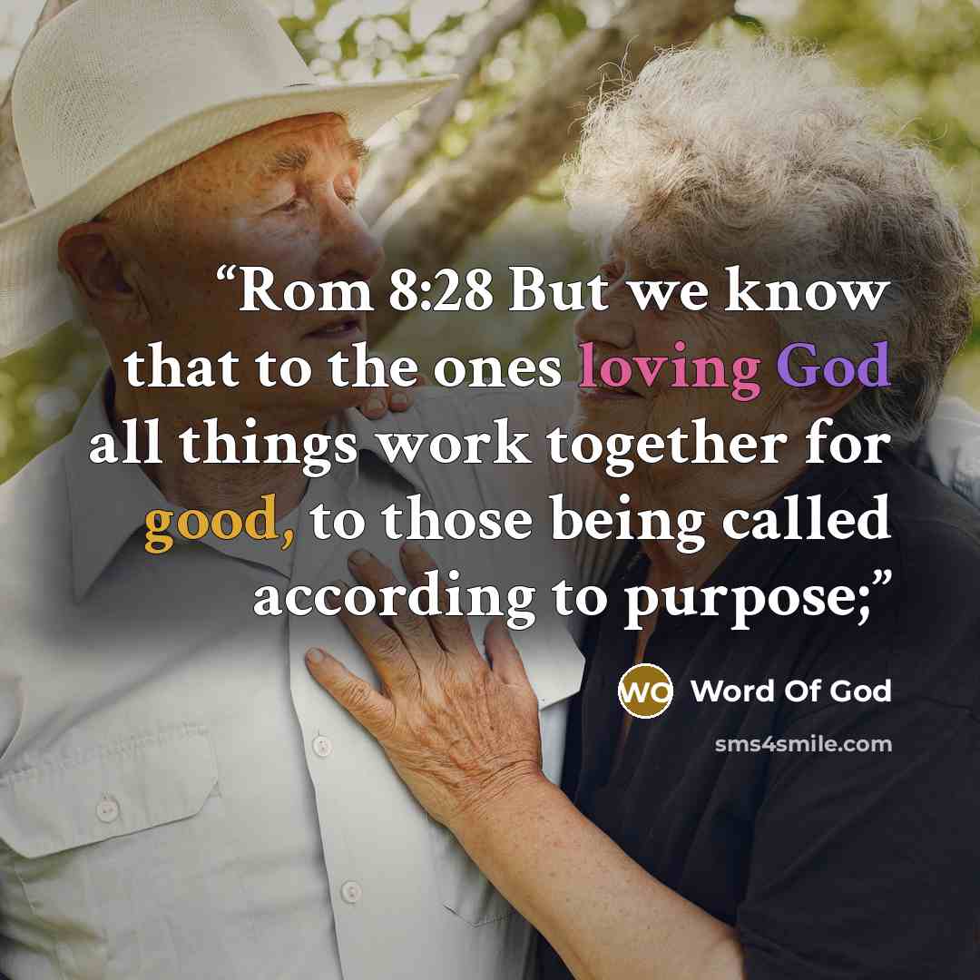“Rom 8:28 But we know that to the ones loving God all things work together for good, to those being called according to purpose;” quote by Word of God