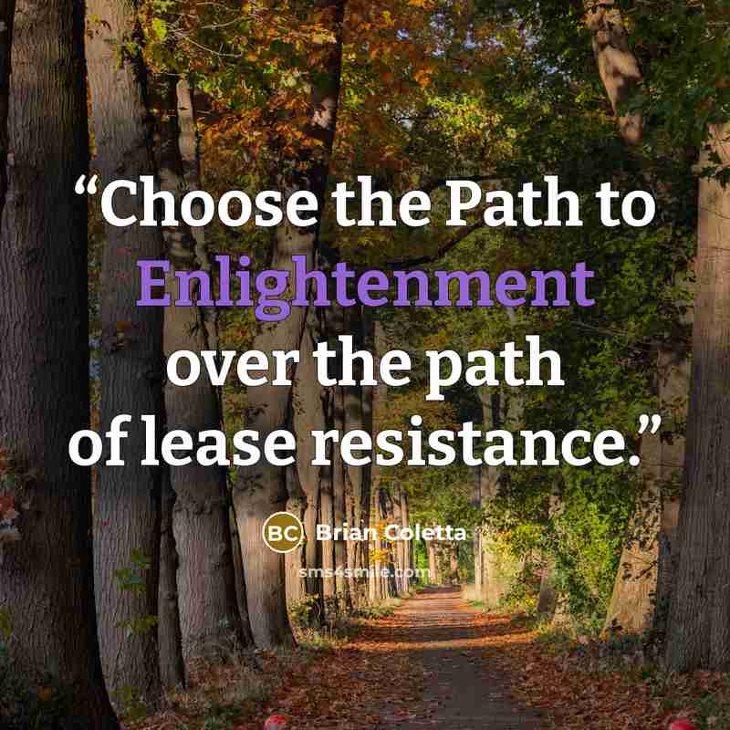 “Choose the Path to Enlightenment over the path of lease resistance.” quote by Brian Coletta