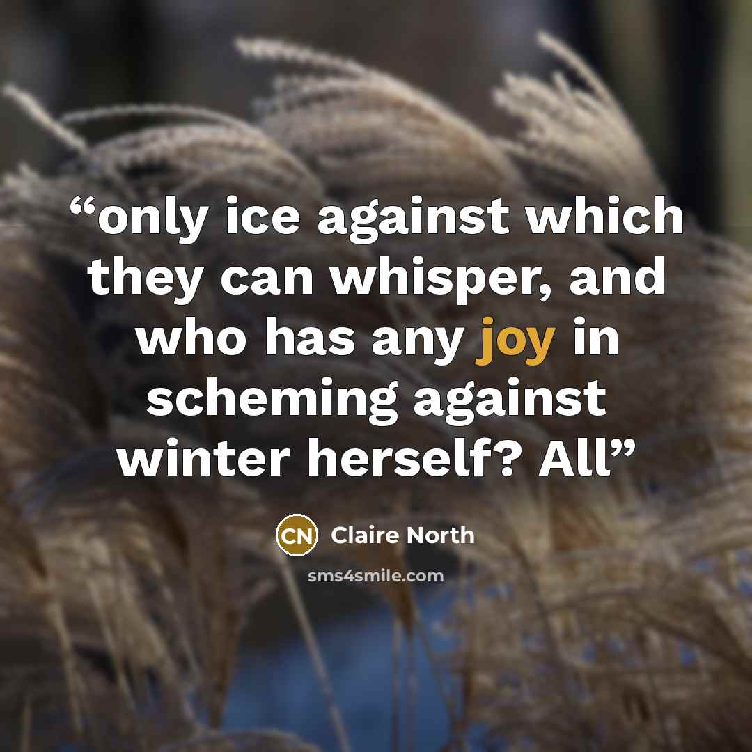 “only ice against which they can whisper, and who has any joy in scheming against winter herself? All” quote by Claire North