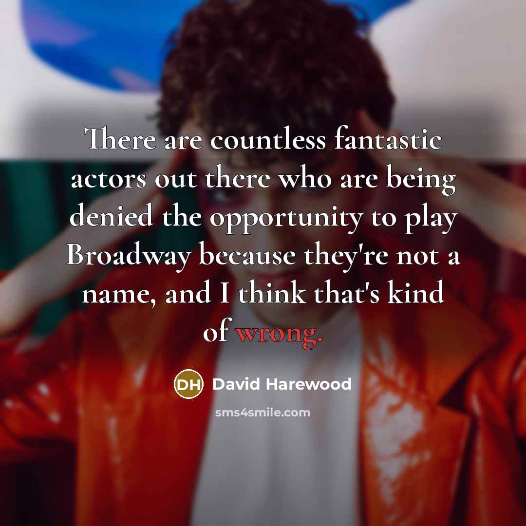 “There are countless fantastic actors out there who are being denied the opportunity to play Broadway because they're not a name, and I think that's kind of wrong.” quote by David Harewood