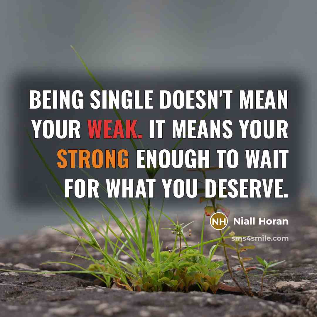 “Being single doesn't mean your weak. It means your strong enough to wait for what you deserve.” quote by Niall Horan