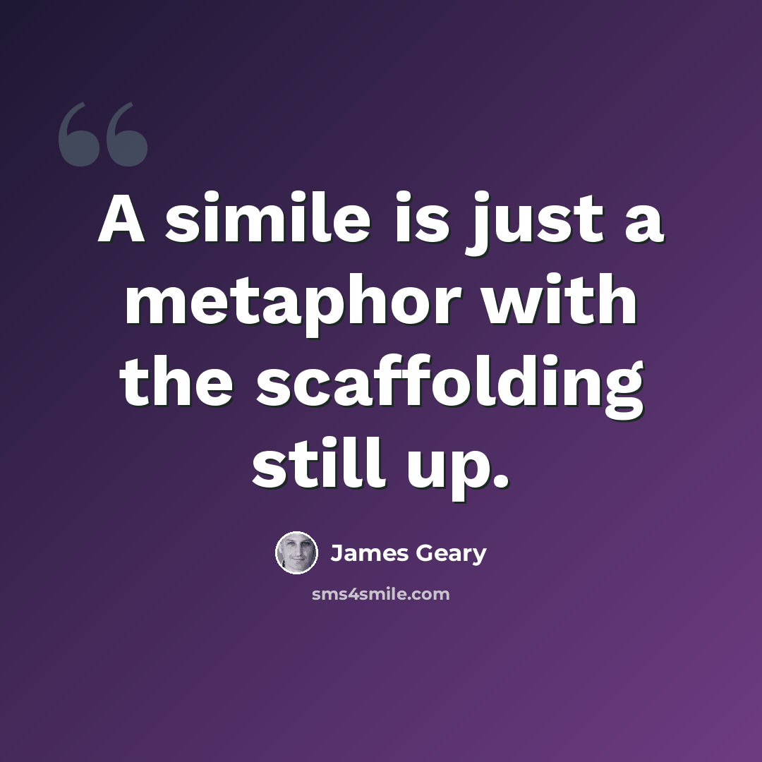 “A simile is just a metaphor with the scaffolding still up.” quote by James Geary