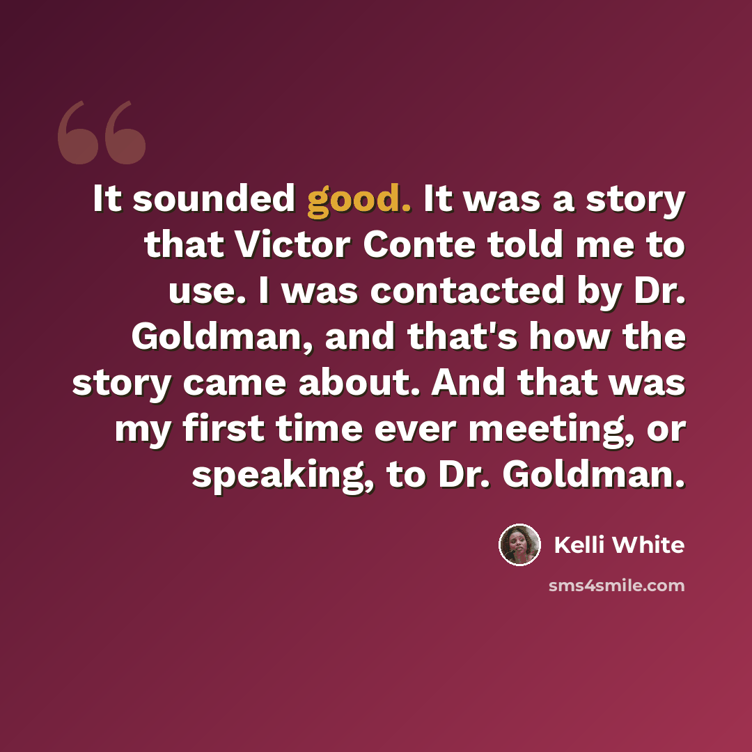 “It sounded good. It was a story that Victor Conte told me to use. I was contacted by Dr. Goldman, and that's how the story came about. And that was my first time ever meeting, or speaking, to Dr. Goldman.” quote by Kelli White