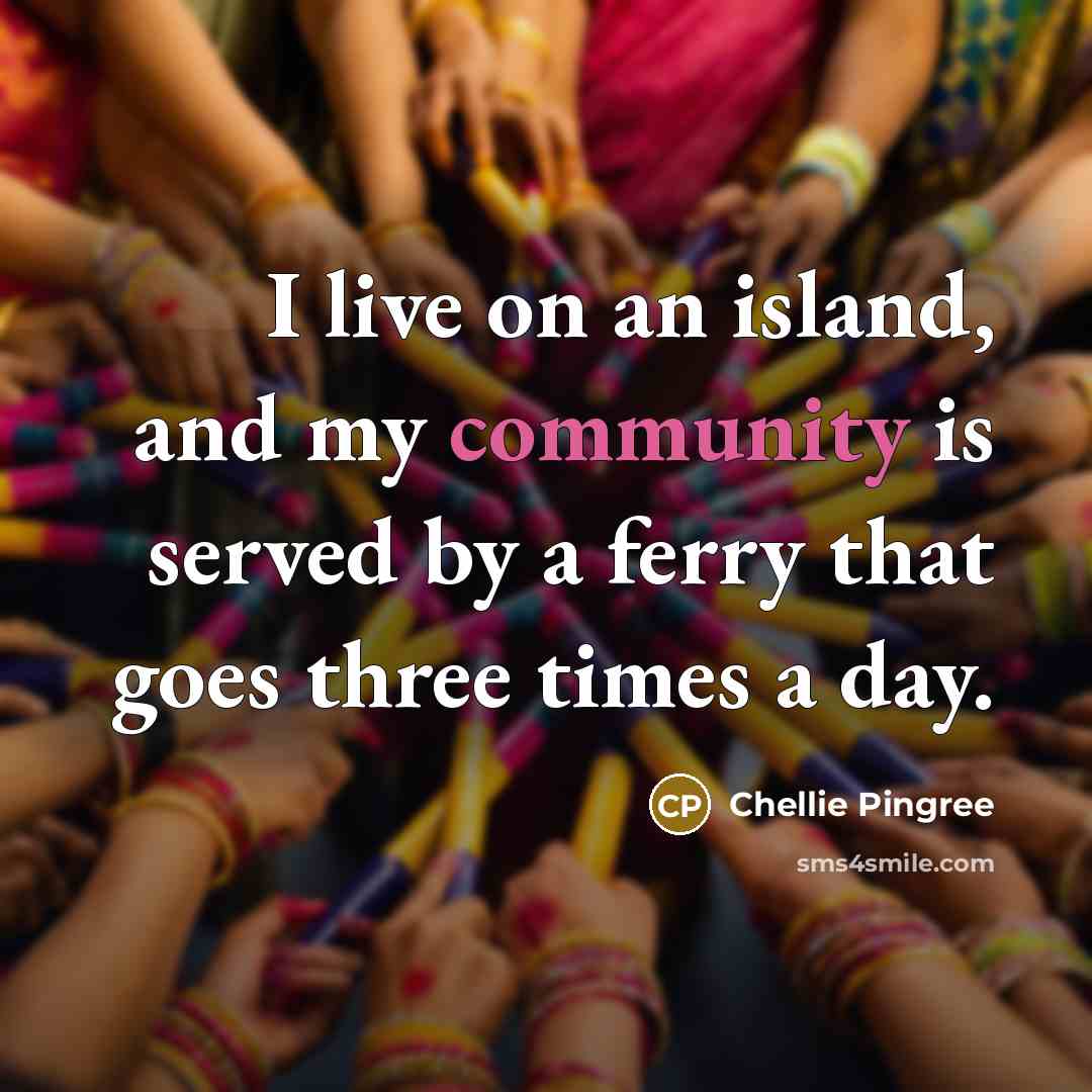 “I live on an island, and my community is served by a ferry that goes three times a day.” quote by Chellie Pingree