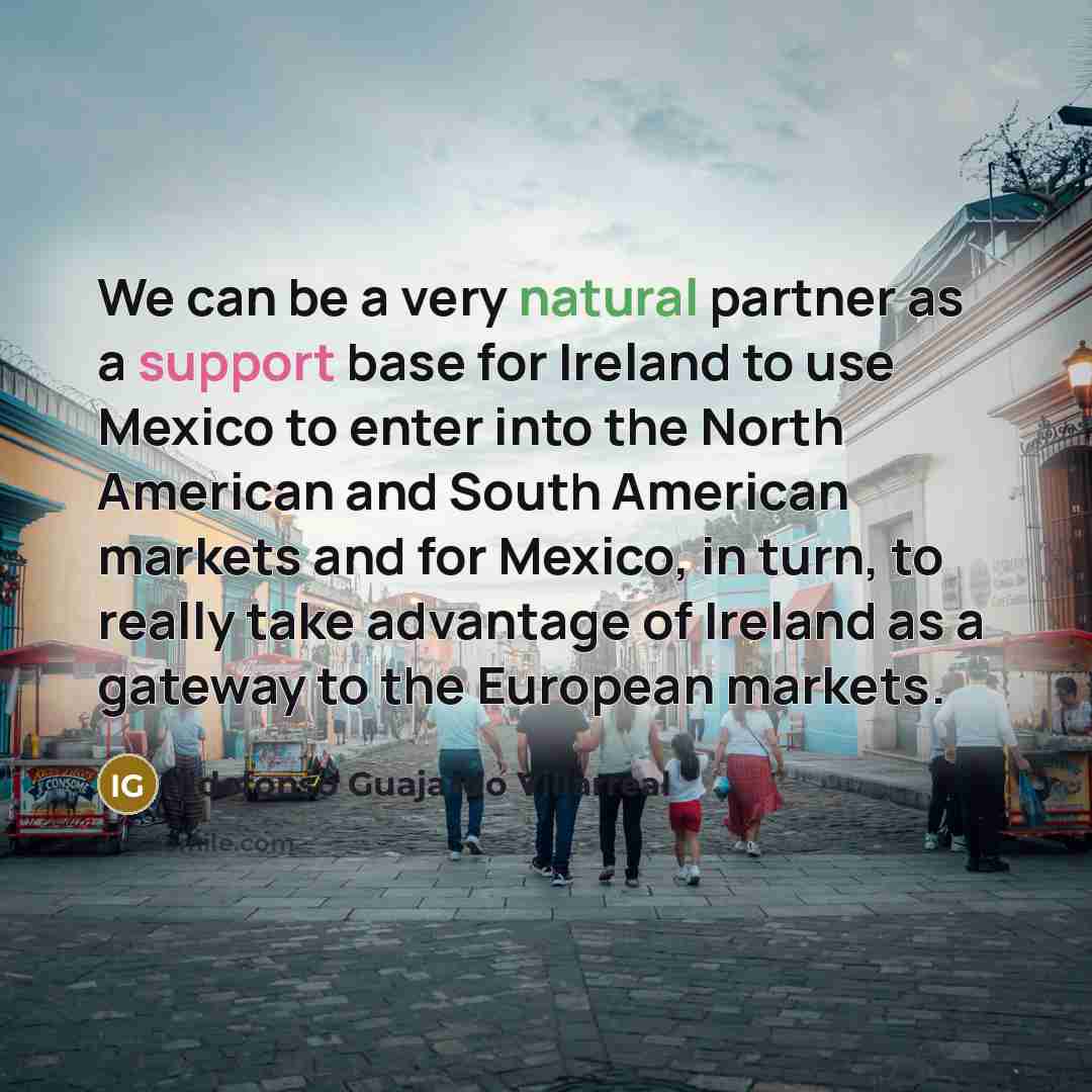 “We can be a very natural partner as a support base for Ireland to use Mexico to enter into the North American and South American markets and for Mexico, in turn, to really take advantage of Ireland as a gateway to the European markets.” quote by Ildefonso Guajardo Villarreal