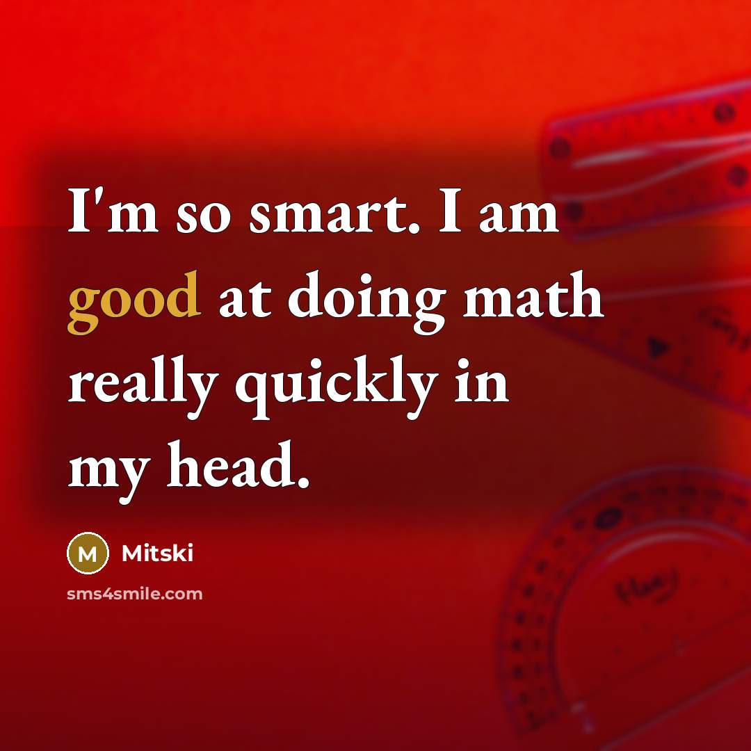 “I'm so smart. I am good at doing math really quickly in my head.” quote by Mitski