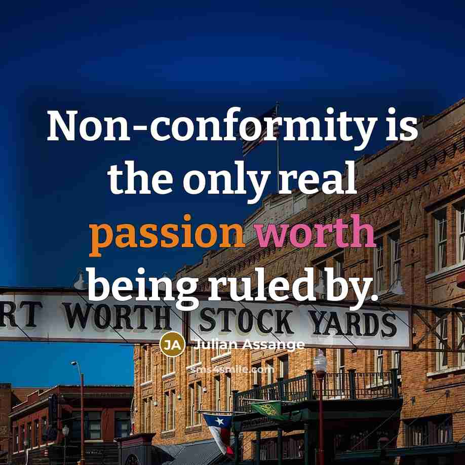 “Non-conformity is the only real passion worth being ruled by.” quote by Julian Assange