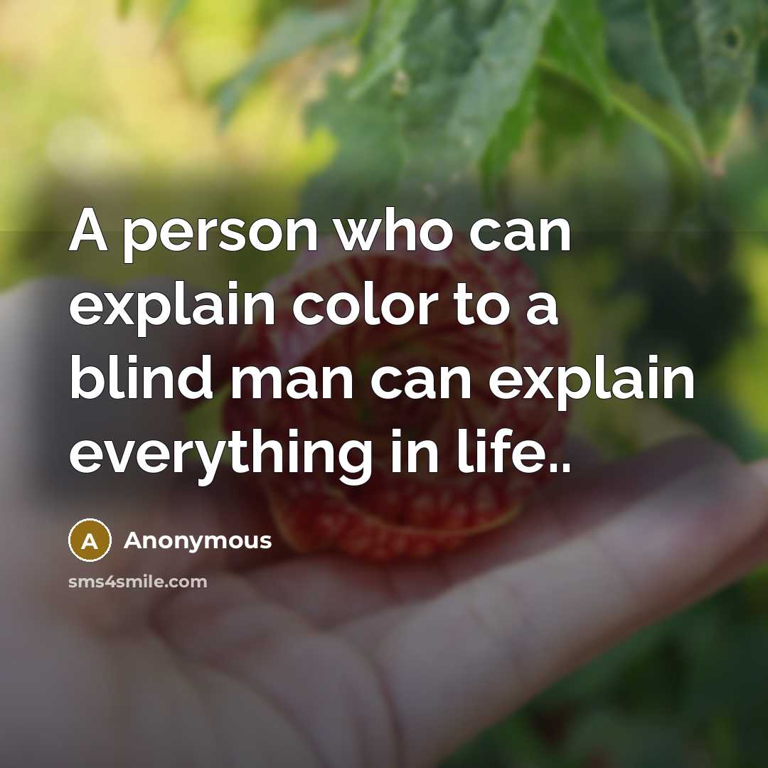 “A person who can explain color to a blind man can explain everything in life..” quote by Anonymous