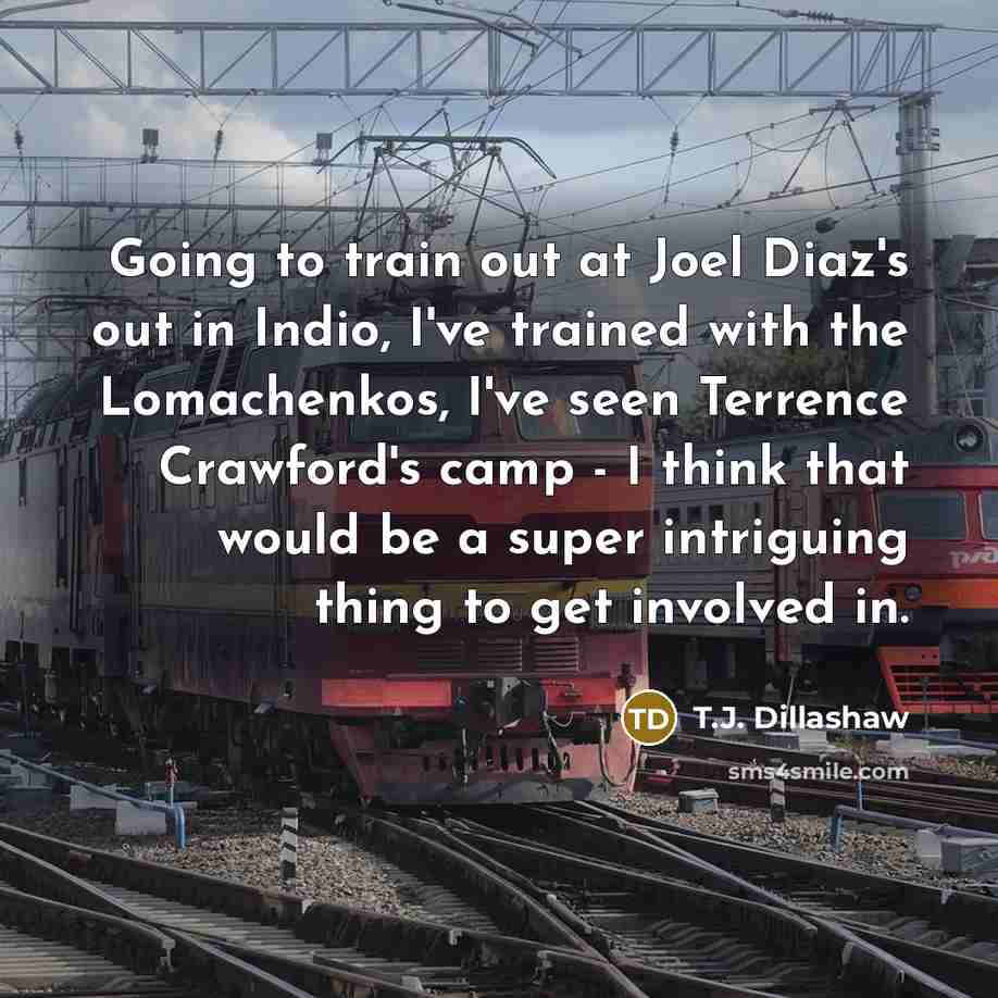 “Going to train out at Joel Diaz's out in Indio, I've trained with the Lomachenkos, I've seen Terrence Crawford's camp - I think that would be a super intriguing thing to get involved in.” quote by T.J. Dillashaw