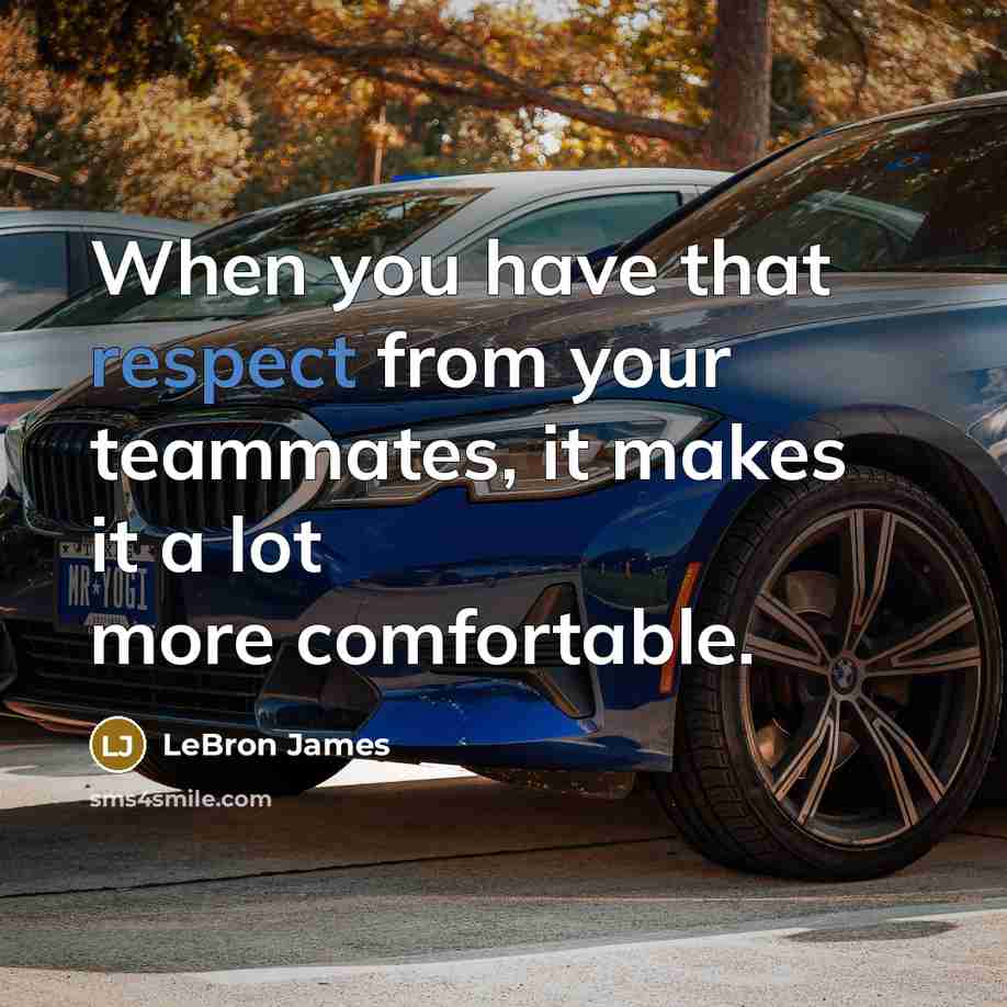 “When you have that respect from your teammates, it makes it a lot more comfortable.” quote by LeBron James