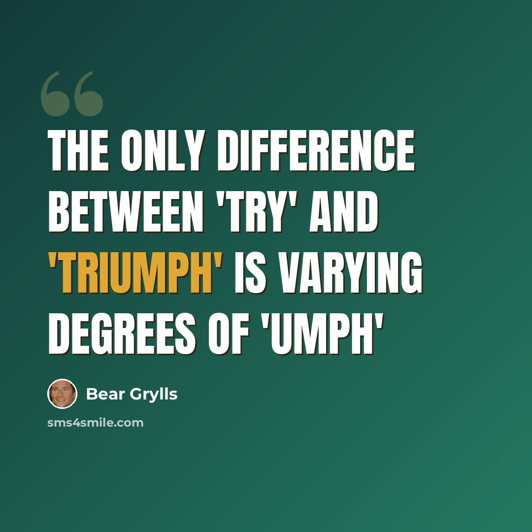 “The only difference between 'try' and 'triumph' is varying degrees of 'umph'” quote by Bear Grylls