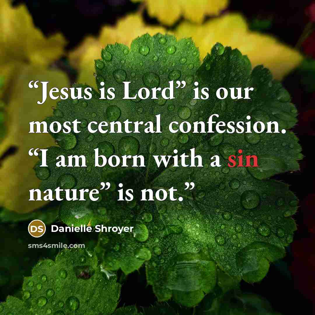 “Jesus is Lord” is our most central confession. “I am born with a sin nature” is not.” quote by Danielle Shroyer