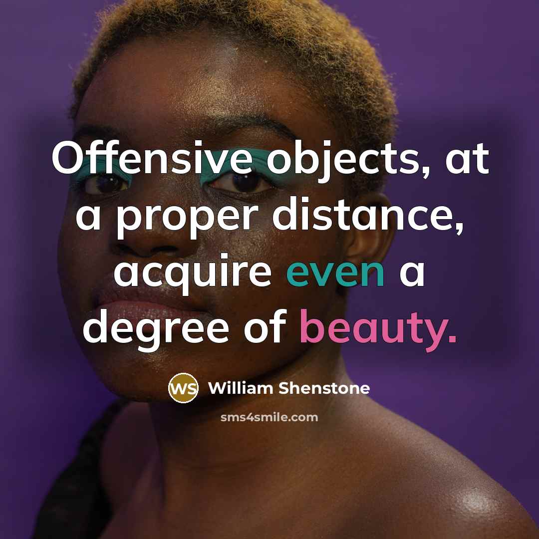 “Offensive objects, at a proper distance, acquire even a degree of beauty.” quote by William Shenstone