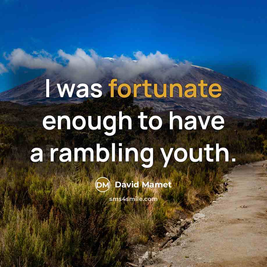 “I was fortunate enough to have a rambling youth.” quote by David Mamet