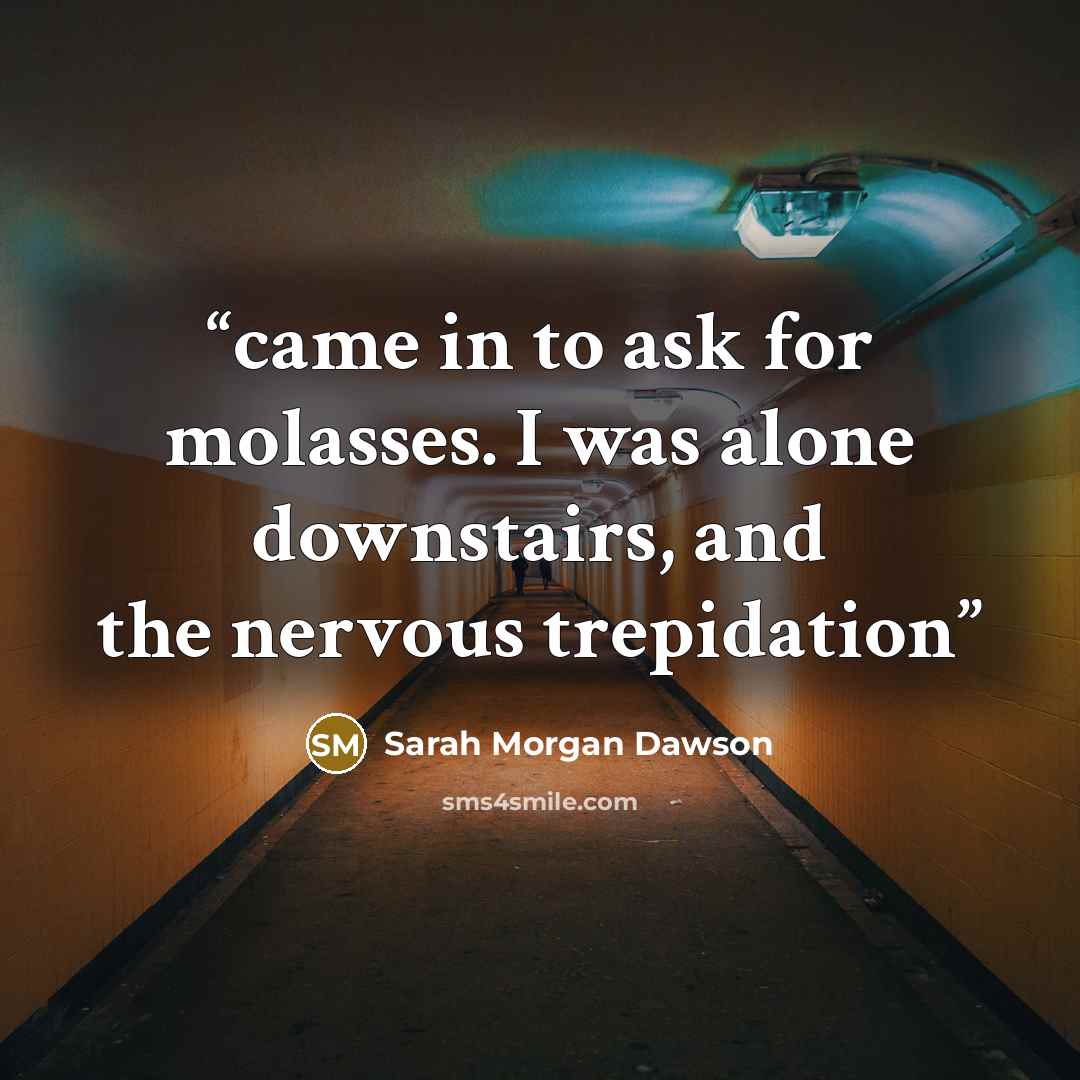 “came in to ask for molasses. I was alone downstairs, and the nervous trepidation” quote by Sarah Morgan Dawson