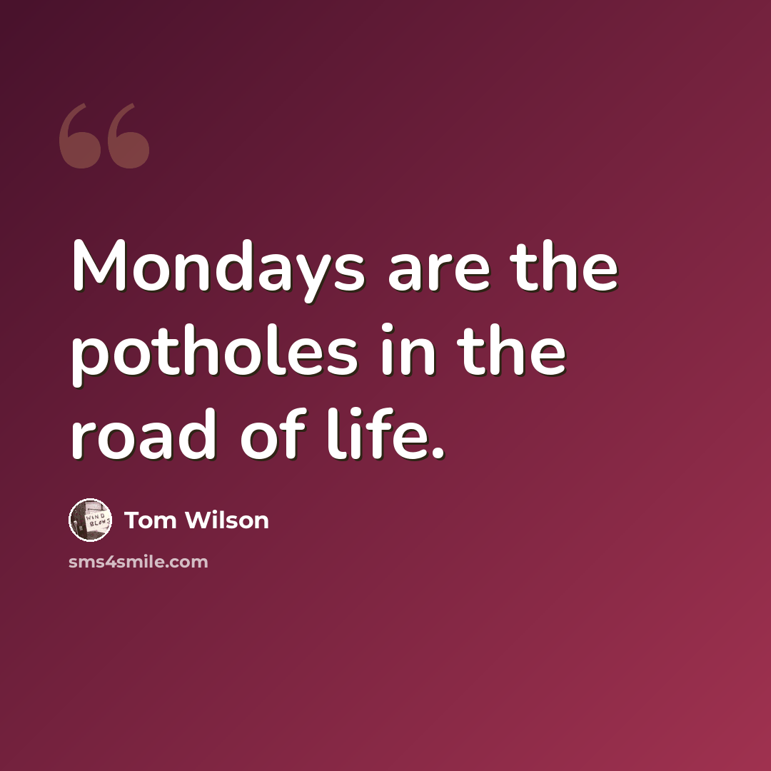 “Mondays are the potholes in the road of life.” quote by Tom Wilson
