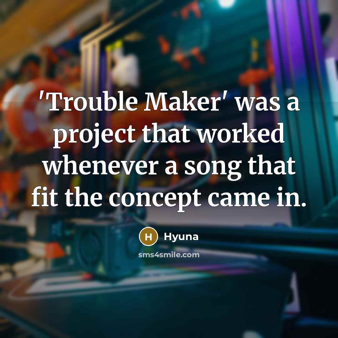 “'Trouble Maker' was a project that worked whenever a song that fit the concept came in.” quote by Hyuna