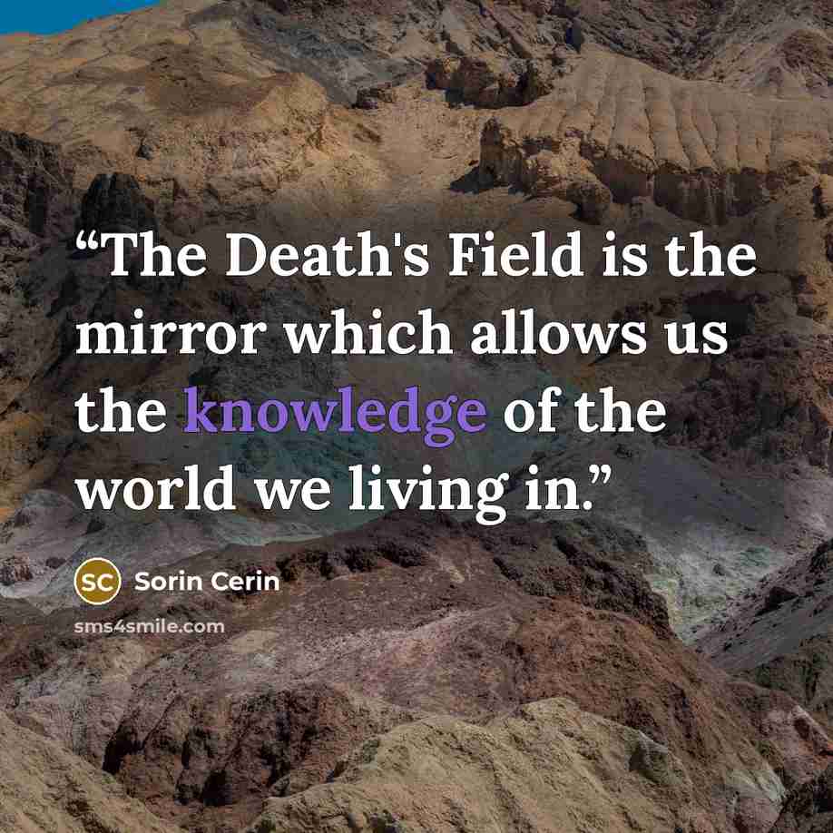 “The Death's Field is the mirror which allows us the knowledge of the world we living in.” quote by Sorin Cerin
