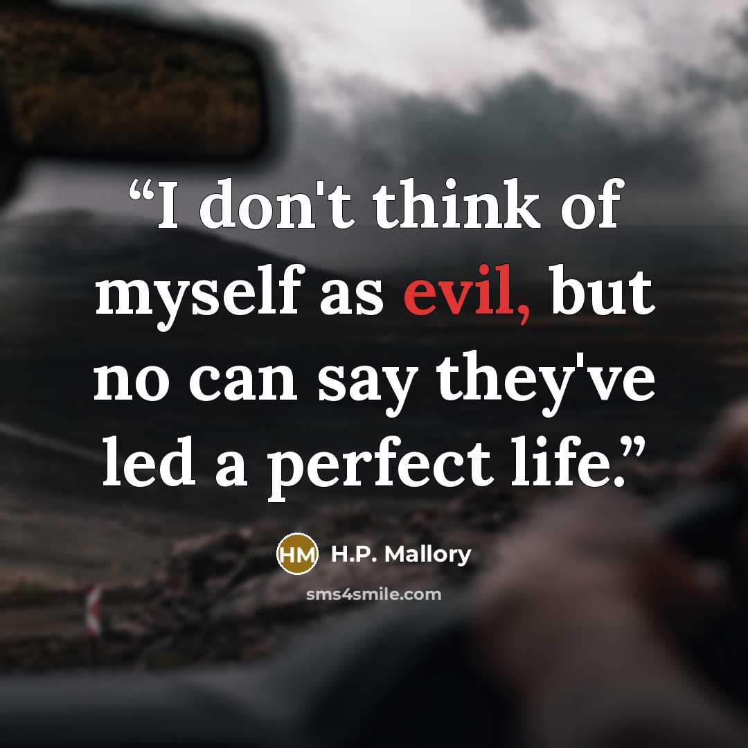 “I don't think of myself as evil, but no can say they've led a perfect life.” quote by H.P. Mallory