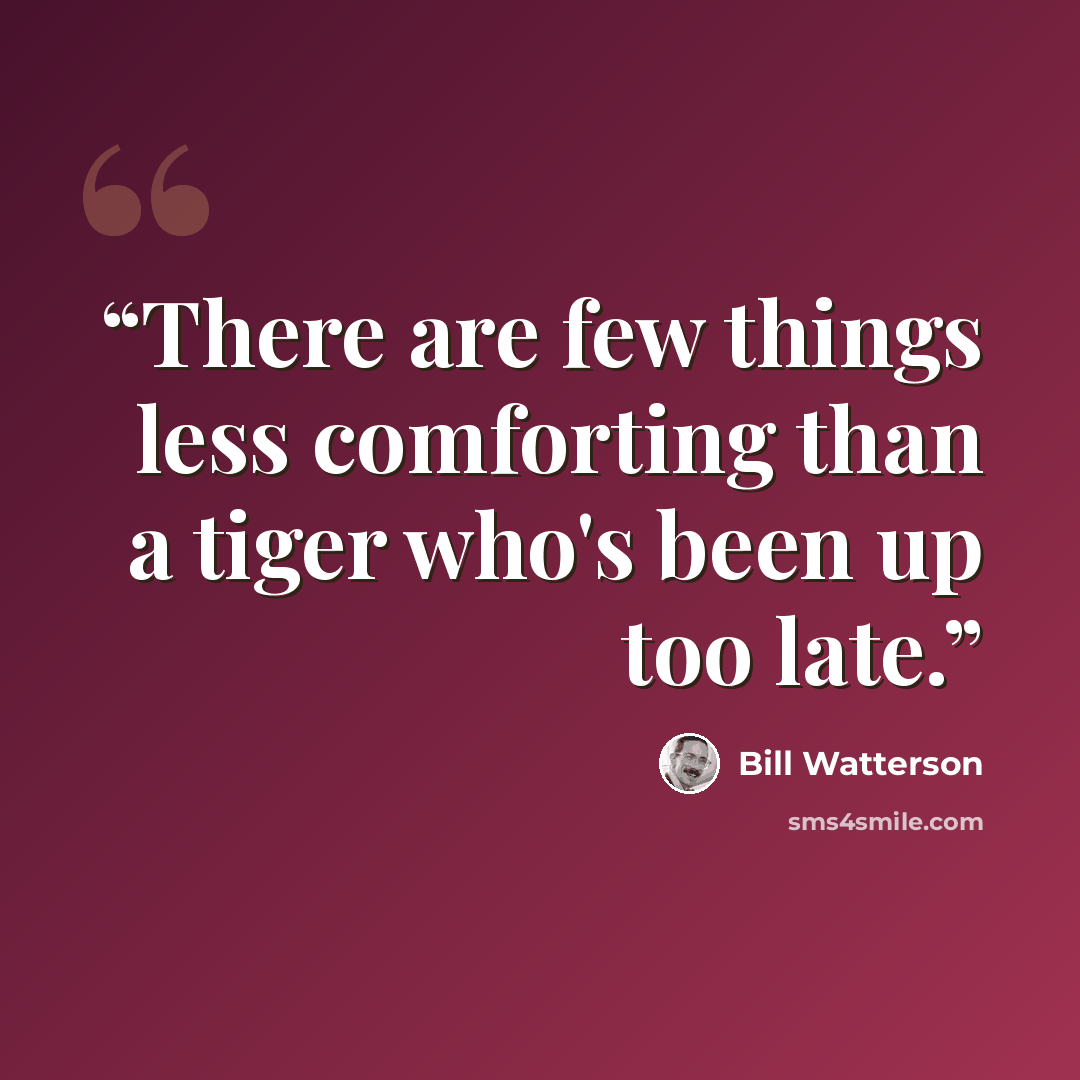 “There are few things less comforting than a tiger who's been up too late.” quote by Bill Watterson