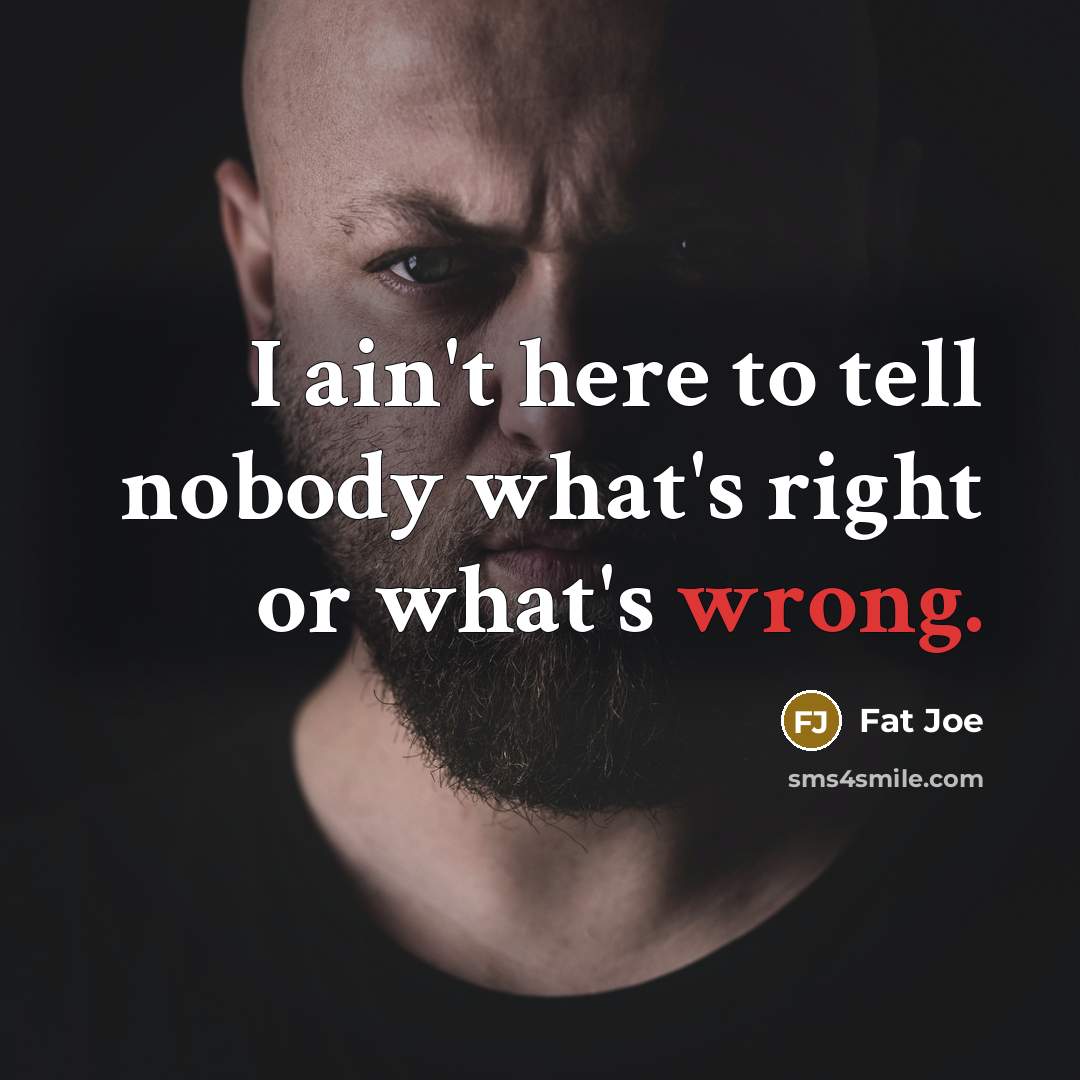 “I ain't here to tell nobody what's right or what's wrong.” quote by Fat Joe