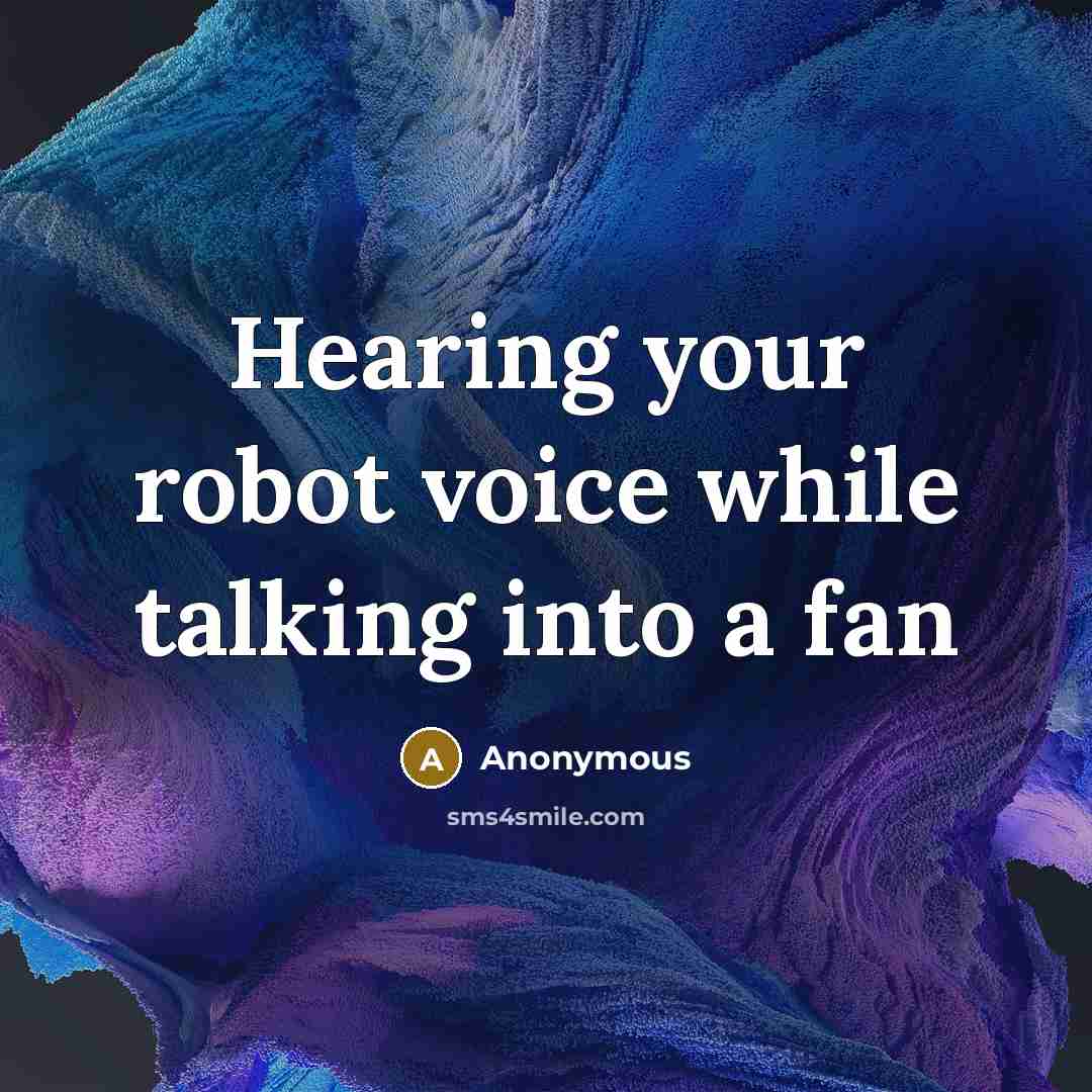 “Hearing your robot voice while talking into a fan” quote by Anonymous