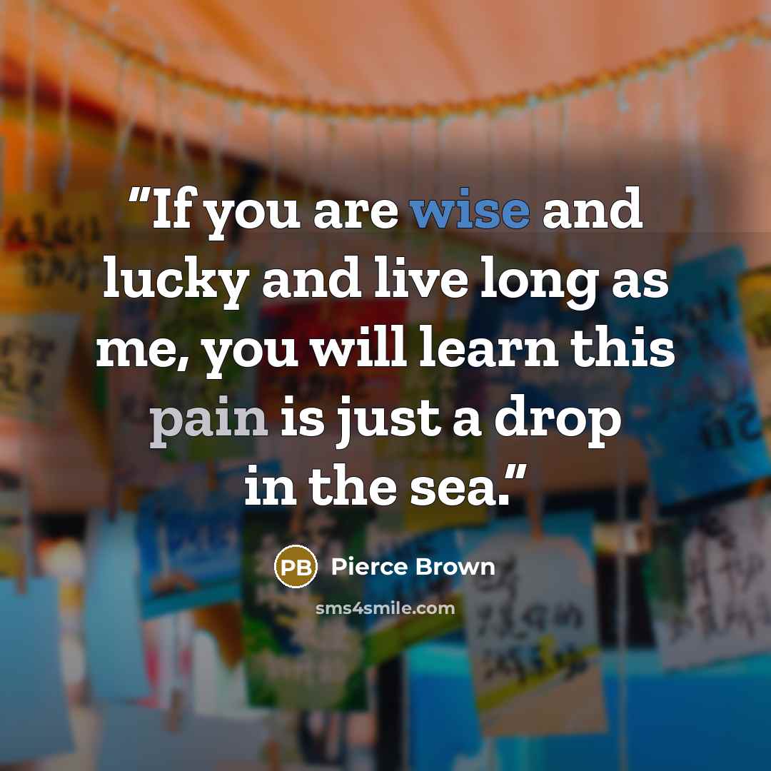 “If you are wise and lucky and live long as me, you will learn this pain is just a drop in the sea.” quote by Pierce Brown