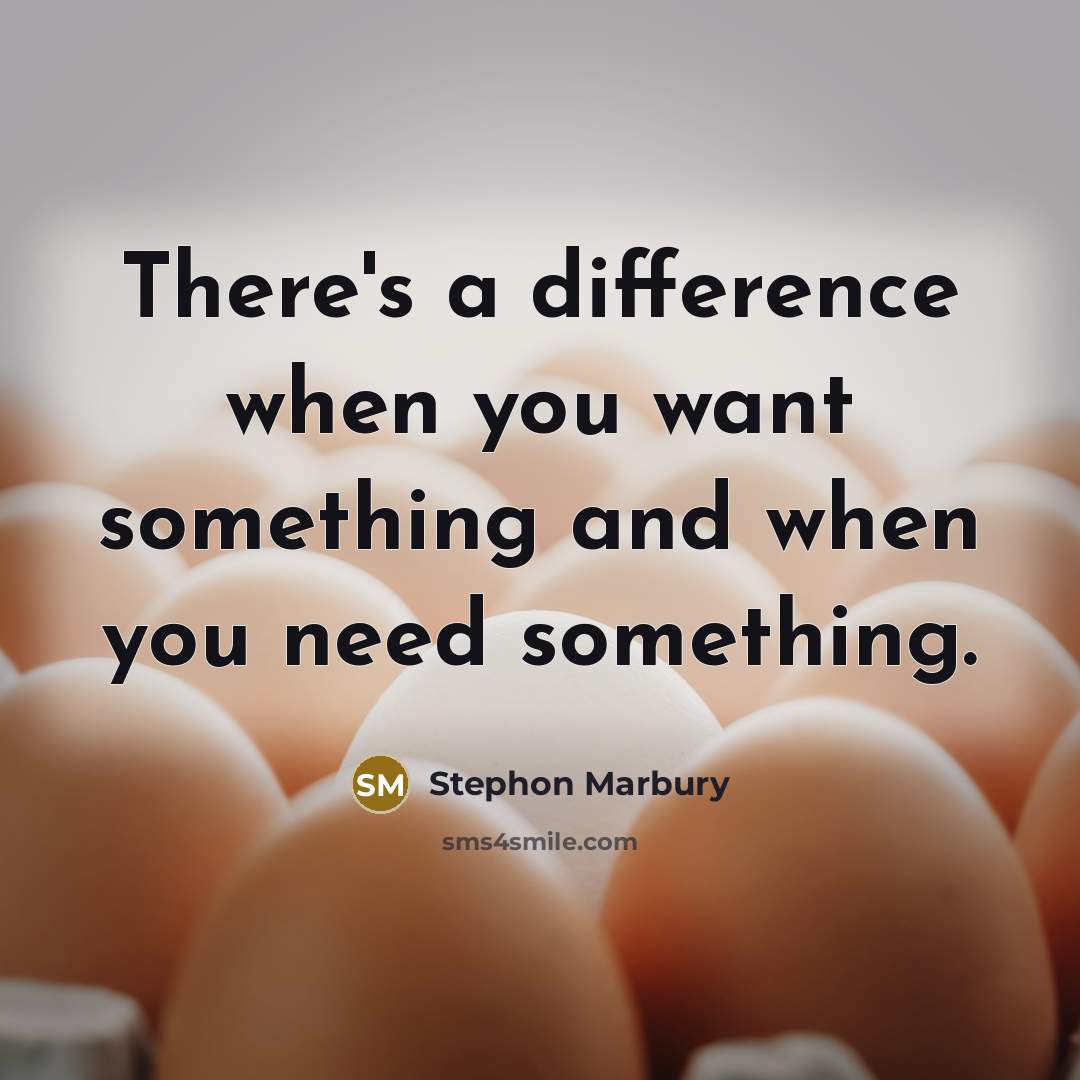 “There's a difference when you want something and when you need something.” quote by Stephon Marbury