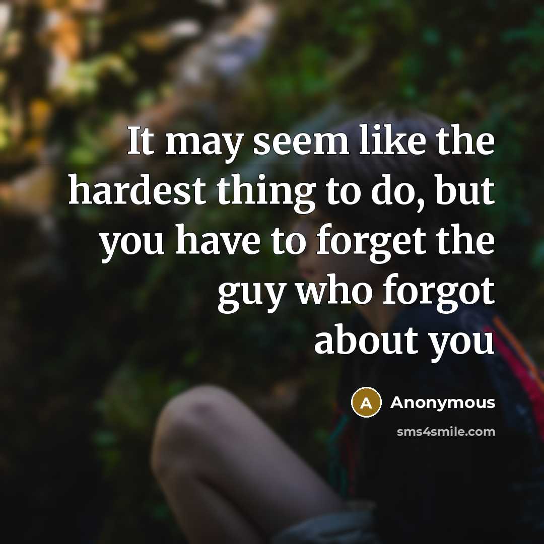 “It may seem like the hardest thing to do, but you have to forget the guy who forgot about you” quote by Anonymous