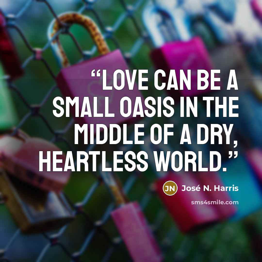 “Love can be a small oasis in the middle of a dry, heartless world.” quote by José N. Harris