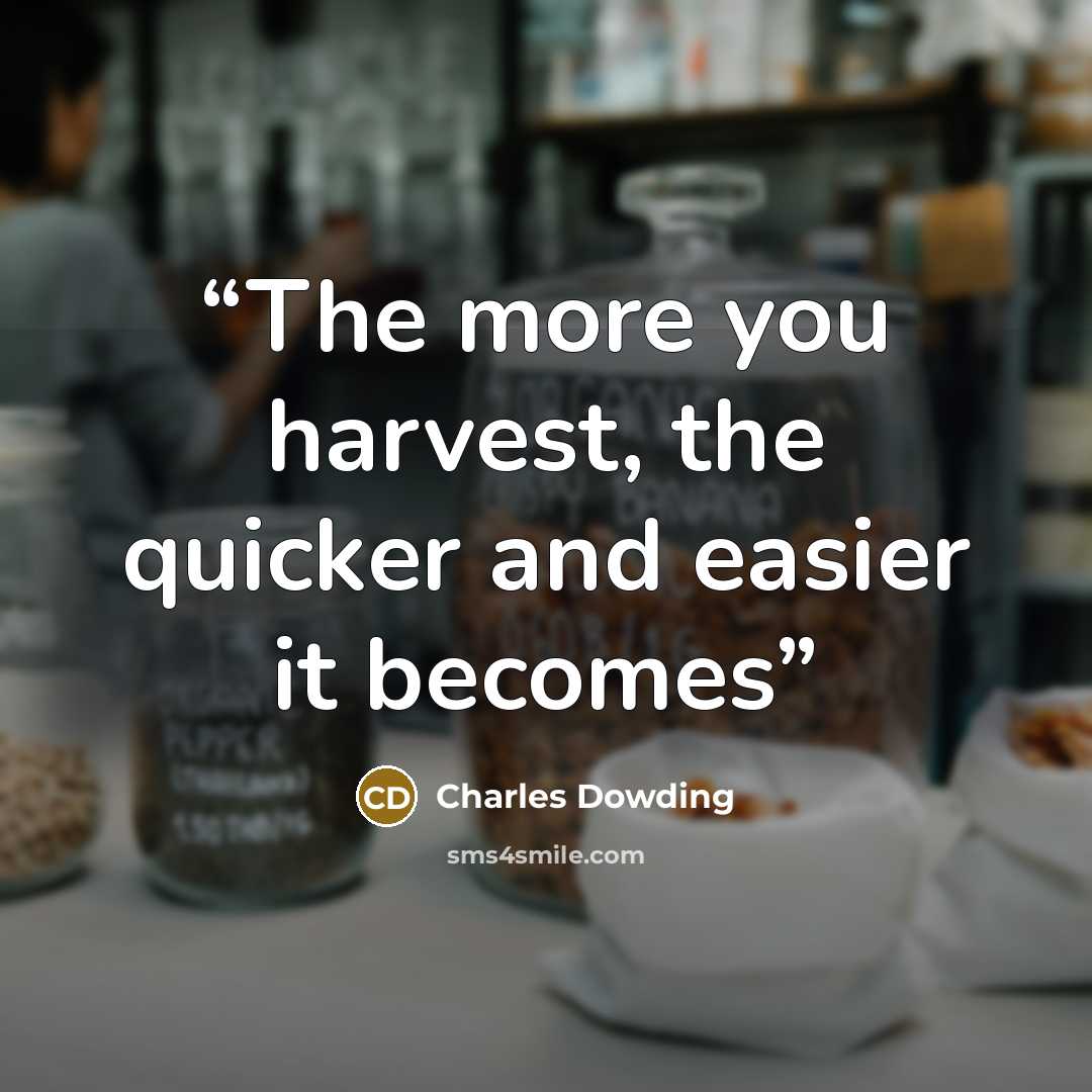 “The more you harvest, the quicker and easier it becomes” quote by Charles Dowding
